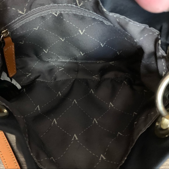 VINCE CAMUTO Black SATIN Brown LEATHER Cross Body HOBO Purse MESSENGER Bag - Picture 4 of 6